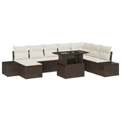 vidaXL Set da Giardino 9 Pezzi con Cuscini in Rattan Sintetico Marrone