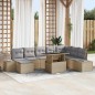 vidaXL Set da Giardino 9 Pezzi con Cuscini Beige in Rattan Plastico