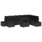 vidaXL Set di divani da giardino 9 pezzi in rattan sintetico nero