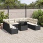 vidaXL Set da Giardino 10 Pezzi con Cuscini in Rattan Polietilene Nero