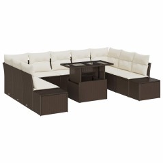 vidaXL Set di divani da giardino da 10 pezzi con cuscini marroni in rattan sintetico