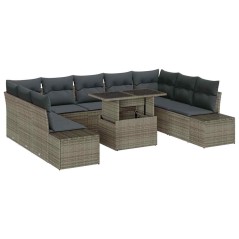 vidaXL Set di divani da giardino da 10 pezzi con cuscini grigi in polyrattan