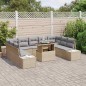 vidaXL Set da Giardino 10 Pezzi con Cuscini Beige in Rattan Sintetico