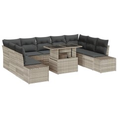 vidaXL Set Giardino in Rattan Sintetico Grigio Chiaro con Cuscini - 10 Pezzi