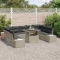 vidaXL Set Giardino in Rattan Sintetico Grigio Chiaro con Cuscini - 10 Pezzi