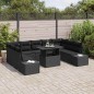 vidaXL Set di Divani da Giardino 10 Pezzi con Cuscini in Rattan Polietilene Nero