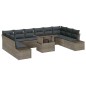 vidaXL Set da Giardino in 11 Pezzi con Cuscini Grigi in Rattan Sintetico