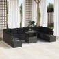 vidaXL Set di divani da giardino 11 pezzi con cuscini neri in rattan