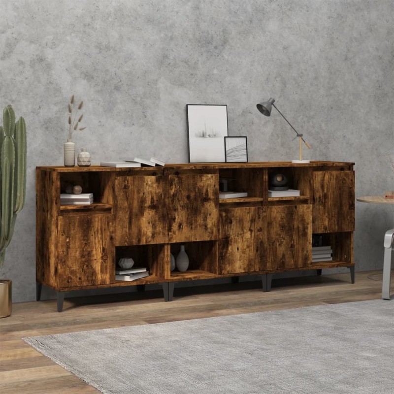 Credenze 3pz Rovere Fumo 60x35x70 cm in Legno Multistrato Credenze 3pz Rovere Fumo 60x35x70 cm in Legno Multistrato