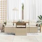 vidaXL Set di divani da giardino in 5 pezzi con cuscini, in rattan polietilene beige e acacia.