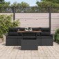 vidaXL Set divano giardino 5 pezzi rattan nero e cuscini in acacia