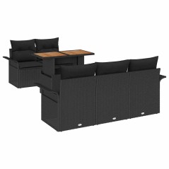 vidaXL Set di Divani da Giardino a 6 Pezzi con Cuscini Rattan Nero e Acacia
