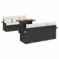 vidaXL Set da giardino in 7 pezzi con cuscini neri in rattan e acacia