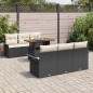 vidaXL Set da giardino in 7 pezzi con cuscini neri in rattan e acacia
