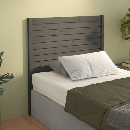 Testiera per Letto Grigia 96x4x100 cm in Legno Massello di Pino