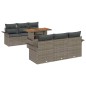 vidaXL Set da Giardino a 7 Pezzi con Cuscini Grigi in Rattan Polirattan e Acacia