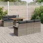 vidaXL Set da Giardino a 7 Pezzi con Cuscini Grigi in Rattan Polirattan e Acacia