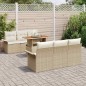 vidaXL Set da giardino 7 pezzi con cuscini beige in rattan sintetico e acacia. vidaXL Set da giardino 7 pezzi con cuscini beige in rattan sintetico e acacia.