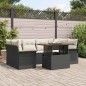 vidaXL Set da giardino 7 pezzi con cuscini in polyrattan nero e acacia