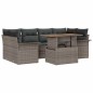 vidaXL Set di divani da giardino a 7 pezzi con cuscini in rattan grigio e acacia