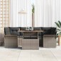 vidaXL Set di divani da giardino a 7 pezzi con cuscini in rattan grigio e acacia