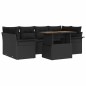 vidaXL Set di divani da giardino 7 pezzi con cuscini in rattan polyrattan nero e legno di acacia