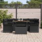 vidaXL Set di divani da giardino 7 pezzi con cuscini in rattan polyrattan nero e legno di acacia