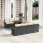 vidaXL Set Divano da Giardino 8 Pezzi con Cuscini Neri in Rattan Sintetico Acacia