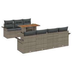 vidaXL Set di divani per il giardino da 8 pezzi con cuscini grigi in polyrattan e legno di acacia.