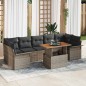 vidaXL Set giardino 8 pezzi con cuscini in polirattan grigio, legno di acacia