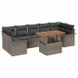 vidaXL Set giardino 8 pezzi con cuscini in polirattan grigio, legno di acacia