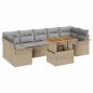 vidaXL Set da giardino di divani 8 pezzi con cuscini beige in polirattan e legno di acacia vidaXL Set da giardino di divani 8 pezzi con cuscini beige in polirattan e legno di acacia