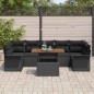 vidaXL Set divano da giardino 8 pezzi con cuscini in rattan neri e acacia