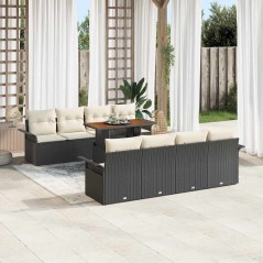 vidaXL Set di Divani da Giardino 9 Pezzi con Cuscini Neri