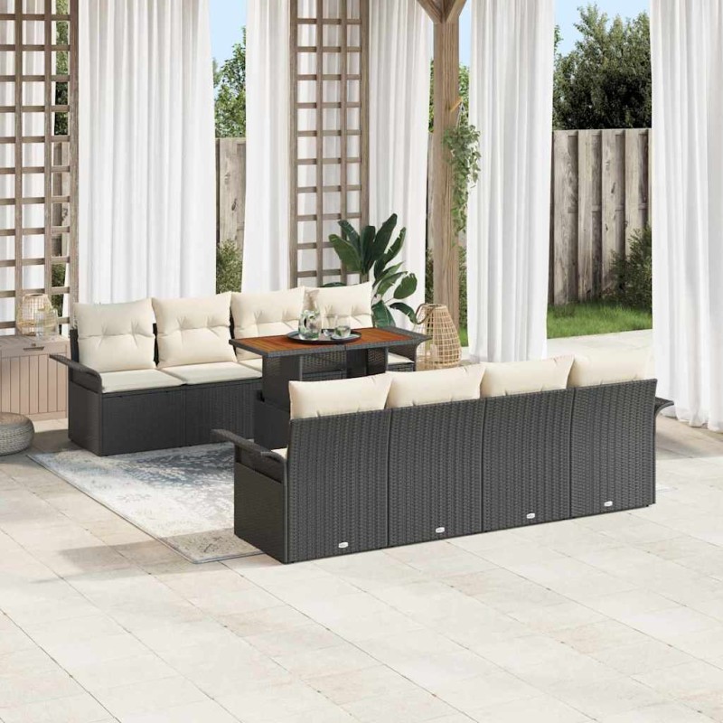 vidaXL Set di Divani da Giardino 9 Pezzi con Cuscini Neri