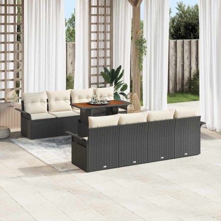 vidaXL Set di Divani da Giardino 9 Pezzi con Cuscini Neri
