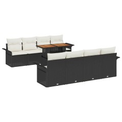vidaXL Set di Divani da Giardino 9 Pezzi con Cuscini Neri