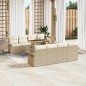 vidaXL Set di divani da giardino da 9 pezzi con cuscini beige in rattan sintetico e acacia.