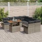 vidaXL Set di divani da giardino da 9 pezzi con cuscini grigi in polyrattan e acacia