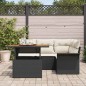 vidaXL Set da Pranzo da Giardino in 5 Pezzi con Cuscini in Rattan Nero e Acacia
