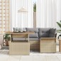 vidaXL Set da Pranzo da Giardino 5 Pezzi con Cuscini Beige in Rattan Sintetico e Acacia
