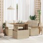 vidaXL Set da Pranzo da Giardino 5 Pezzi in Rattan Sintetico e Acacia con Cuscini Beige