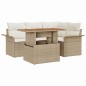 vidaXL Set da Pranzo da Giardino 5 Pezzi in Rattan Sintetico e Acacia con Cuscini Beige