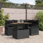 vidaXL Set Giardino 5 Pezzi con Cuscini in Rattan Poliestere Nero e Legno di Acacia