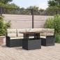 vidaXL Set da Pranzo da Giardino a 6 Pezzi con Cuscini in Rattan Polietilene Nero e Acacia