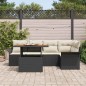 vidaXL Set da Pranzo da Giardino a 6 Pezzi con Cuscini in Rattan Polietilene Nero e Acacia