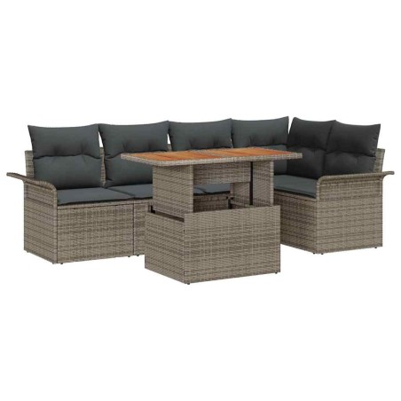 vidaXL Set di Mobili da Giardino 6 Pezzi con Cuscini in Rattan Grigio e Acacia
