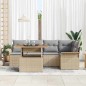 vidaXL Set da pranzo da giardino 6 pezzi con cuscini in rattan beige e legno di acacia