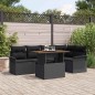 vidaXL Set da pranzo per esterni 6 pezzi con cuscini in rattan poliestere nero e acacia
