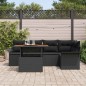 vidaXL Set da pranzo per esterni 6 pezzi con cuscini in rattan poliestere nero e acacia